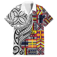 Niue Hiapo and Maori Decoration Tattoos Family Matching Off Shoulder Short Dress and Hawaiian Shirt - Polynesian Pride