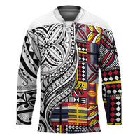 Niue Hiapo and Maori Decoration Tattoos Hockey Jersey LT03 Unisex White - Polynesian Pride
