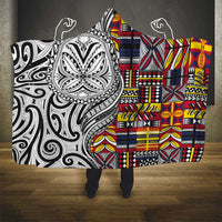 Niue Hiapo and Maori Decoration Tattoos Hooded Blanket - Polynesian Pride
