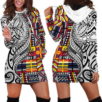 Niue Hiapo and Maori Decoration Tattoos Hoodie Dress - Polynesian Pride