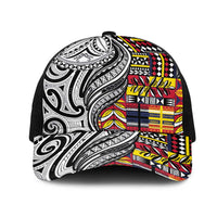 Niue Hiapo and Maori Decoration Tattoos Mesh Trucker Cap LT03 One Size Black White - Polynesian Pride