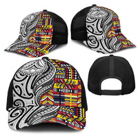 Niue Hiapo and Maori Decoration Tattoos Mesh Trucker Cap LT03 - Polynesian Pride