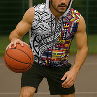 Niue Hiapo and Maori Decoration Tattoos Sleeveless Zip Hoodie LT03 - Polynesian Pride
