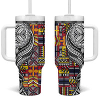 Niue Hiapo and Maori Decoration Tattoos Tumbler With Handle - Polynesian Pride