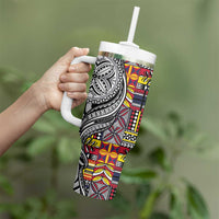 Niue Hiapo and Maori Decoration Tattoos Tumbler With Handle - Polynesian Pride