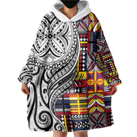 Niue Hiapo and Maori Decoration Tattoos Wearable Blanket Hoodie - Polynesian Pride