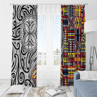 Niue Hiapo and Maori Decoration Tattoos Window Curtain - Polynesian Pride
