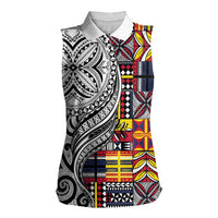 Niue Hiapo and Maori Decoration Tattoos Women Sleeveless Polo Shirt - Polynesian Pride
