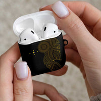 Niue Polynesian Hiapo Tattoo Art AirPods Case Half Style Black Gold Color LT03 - Polynesian Pride
