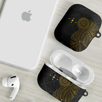 Niue Polynesian Hiapo Tattoo Art AirPods Case Half Style Black Gold Color LT03 - Polynesian Pride