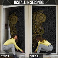 Niue Polynesian Hiapo Tattoo Art Door Cover Half Style Black Gold Color - Polynesian Pride