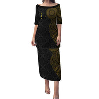 Niue Polynesian Hiapo Tattoo Art Puletasi Half Style Black Gold Color - Polynesian Pride