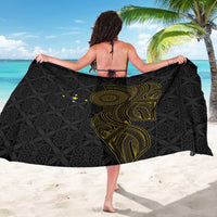 Niue Polynesian Hiapo Tattoo Art Sarong Half Style Black Gold Color - Polynesian Pride