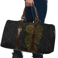 Niue Polynesian Hiapo Tattoo Art Travel Bag Half Style Black Gold Color - Polynesian Pride