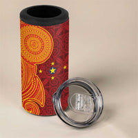 Niue Polynesian Hiapo Tattoo Art 4 in 1 Can Cooler Tumbler Half Style Red Yellow Color - Polynesian Pride