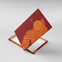 Niue Polynesian Hiapo Tattoo Art Canvas Wall Art Half Style Red Yellow Color - Polynesian Pride