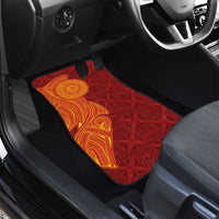 Niue Polynesian Hiapo Tattoo Art Car Mats Half Style Red Yellow Color - Polynesian Pride