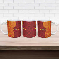 Niue Polynesian Hiapo Tattoo Art Ceramic Mug Half Style Red Yellow Color - Polynesian Pride