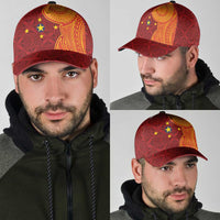 Niue Polynesian Hiapo Tattoo Art Classic Cap Half Style Red Yellow Color LT03 - Polynesian Pride