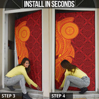 Niue Polynesian Hiapo Tattoo Art Door Cover Half Style Red Yellow Color - Polynesian Pride