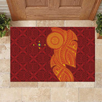 Niue Polynesian Hiapo Tattoo Art Rubber Doormat Half Style Red Yellow Color - Polynesian Pride