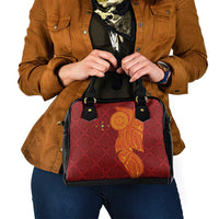 Niue Polynesian Hiapo Tattoo Art Shoulder Handbag Half Style Red Yellow Color LT03 - Polynesian Pride