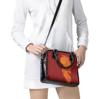 Niue Polynesian Hiapo Tattoo Art Shoulder Handbag Half Style Red Yellow Color LT03 - Polynesian Pride