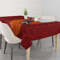 Niue Polynesian Hiapo Tattoo Art Tablecloth Half Style Red Yellow Color - Polynesian Pride