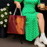 Niue Polynesian Hiapo Tattoo Art Tote Bag Half Style Red Yellow Color - Polynesian Pride