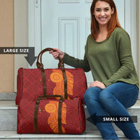 Niue Polynesian Hiapo Tattoo Art Travel Bag Half Style Red Yellow Color - Polynesian Pride