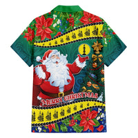 New Caledonia Christmas Hawaiian Shirt Santa Claus and Kanak Flag Mix Poinsettia Maori Pattern LT03 - Polynesian Pride