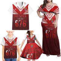 Mate Ma'a Tonga Rugby Family Matching Off Shoulder Maxi Dress and Hawaiian Shirt Six Seven Six to The World