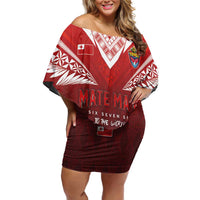 Mate Ma'a Tonga Rugby Family Matching Off Shoulder Short Dress and Hawaiian Shirt Six Seven Six to The World