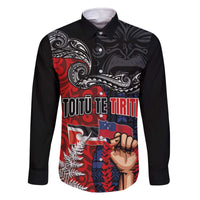 Aotearoa and Samoa Toitu Te Tiriti Family Matching Off The Shoulder Long Sleeve Dress and Hawaiian Shirt Honour the Treaty - Te Tiriti Is Us