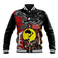 Aotearoa and Australia Toitu Te Tiriti Baseball Jacket Honour the Treaty - Te Tiriti Is Us LT03 Unisex Black - Polynesian Pride
