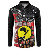 Aotearoa and Australia Toitu Te Tiriti Button Sweatshirt Honour the Treaty - Te Tiriti Is Us LT03 Black - Polynesian Pride