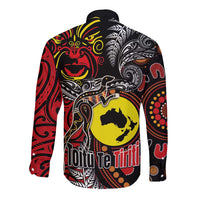 Aotearoa and Australia Toitu Te Tiriti Long Sleeve Button Shirt Honour the Treaty - Stand Together Stand Stronger