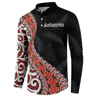 Aotearoa Maori Stylized Koru - Silver Ferns Button Sweatshirt LT03 - Polynesian Pride