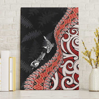 Aotearoa Maori Stylized Koru - Silver Ferns Canvas Wall Art LT03 Without Frame Red - Polynesian Pride