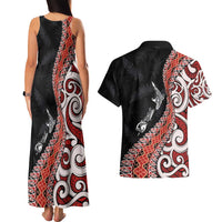 Aotearoa Maori Stylized Koru - Silver Ferns Couples Matching Tank Maxi Dress and Hawaiian Shirt LT03 - Polynesian Pride