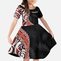 Aotearoa Maori Stylized Koru - Silver Ferns Family Matching Mermaid Dress and Hawaiian Shirt