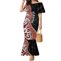 Aotearoa Maori Stylized Koru - Silver Ferns Family Matching Mermaid Dress and Hawaiian Shirt