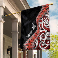 Aotearoa Maori Stylized Koru - Silver Ferns Garden Flag LT03 House Flag Red - Polynesian Pride