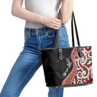 Aotearoa Maori Stylized Koru - Silver Ferns Leather Tote Bag LT03 - Polynesian Pride
