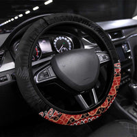 Aotearoa Maori Stylized Koru - Silver Ferns Steering Wheel Cover LT03 Universal Fit Red - Polynesian Pride