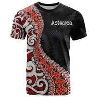 Aotearoa Maori Stylized Koru - Silver Ferns T Shirt LT03 Red - Polynesian Pride