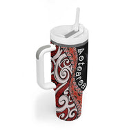 Aotearoa Maori Stylized Koru - Silver Ferns Tumbler With Handle LT03 - Polynesian Pride