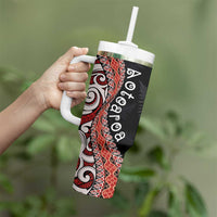 Aotearoa Maori Stylized Koru - Silver Ferns Tumbler With Handle LT03 - Polynesian Pride