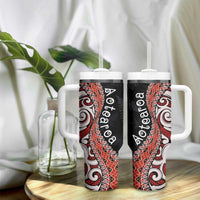 Aotearoa Maori Stylized Koru - Silver Ferns Tumbler With Handle LT03 - Polynesian Pride