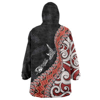 Aotearoa Maori Stylized Koru - Silver Ferns Wearable Blanket Hoodie LT03 - Polynesian Pride